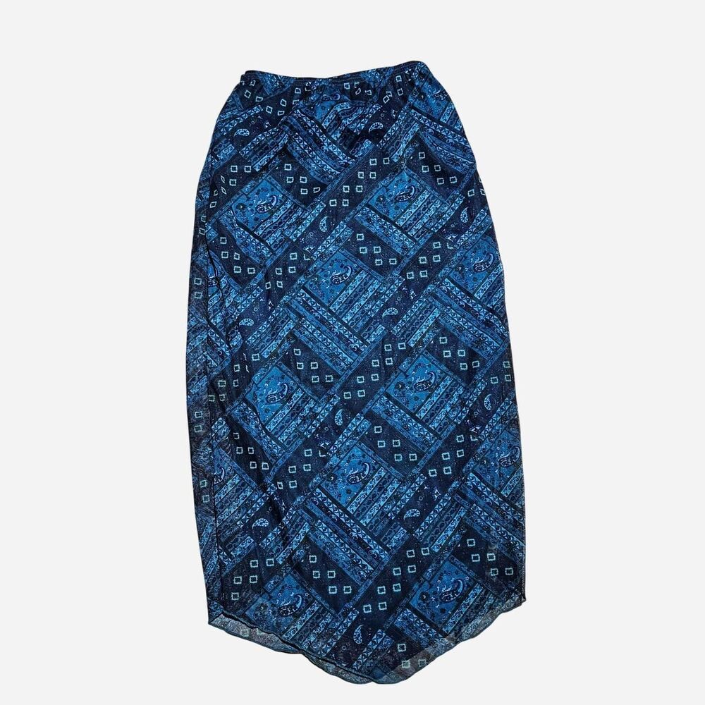 90s y2k boho whimsigoth blue paisley maxi skirt